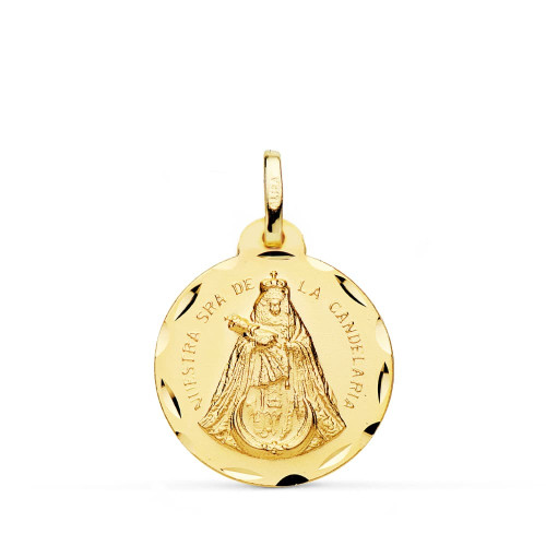 18K MEDALLA ORO AMARILLO NUESTRA SEÑORA DE LA CANDELARIA TALLADA 20 MM