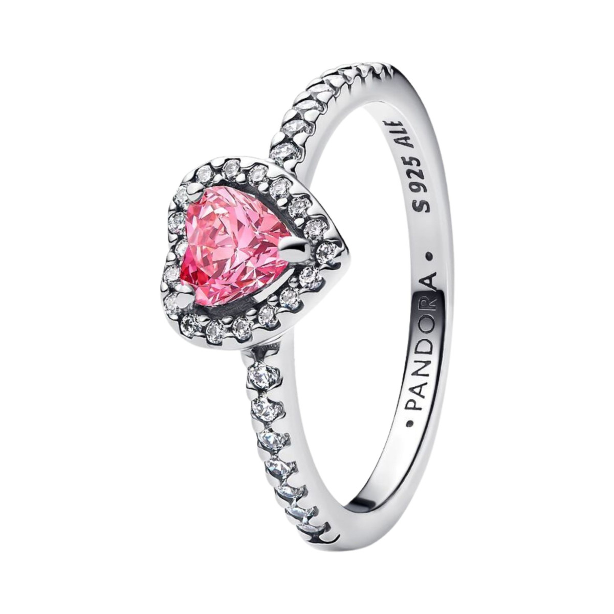 Anillo Pandora Corazón Rosa en Relieve - 198421C03