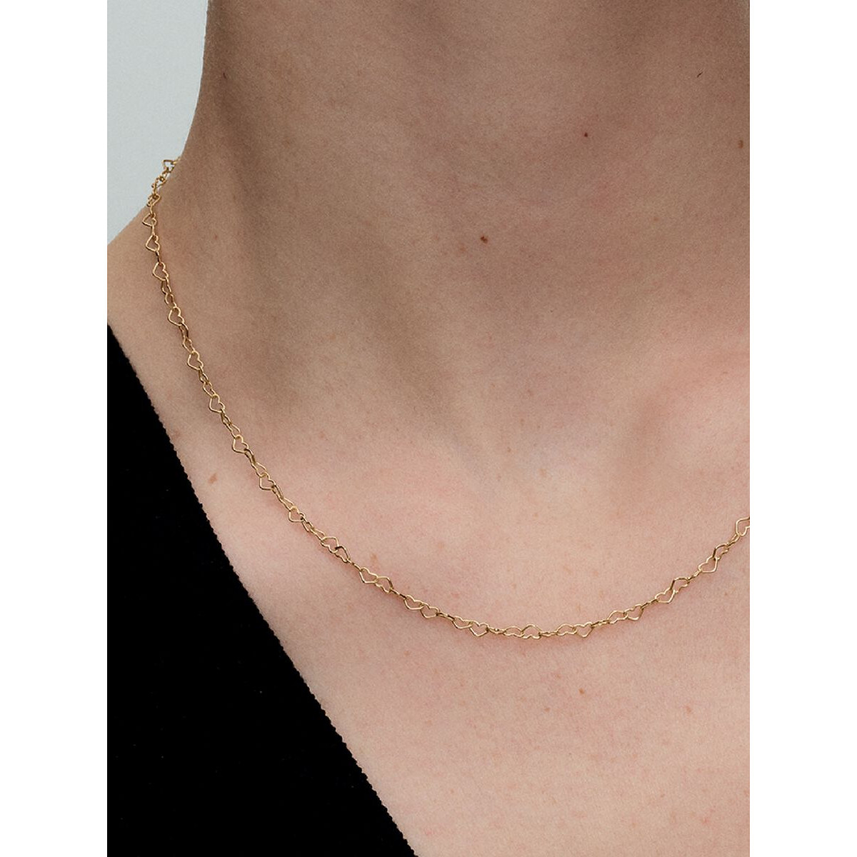 Collar Corazones Unidos. Recubrimiento en oro de 14k 363334C00-45