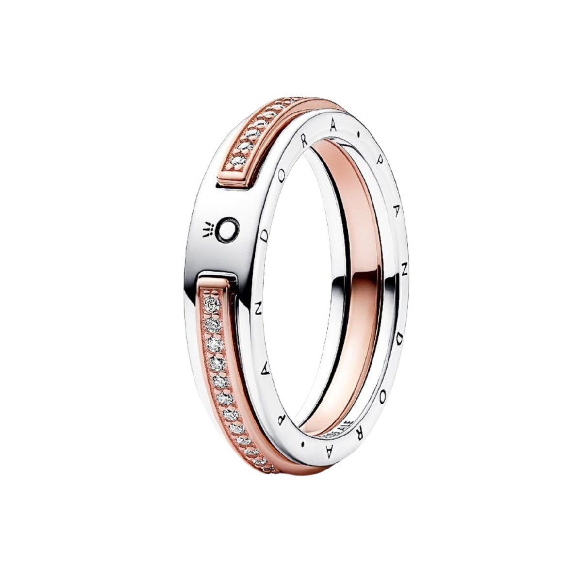 Anillo Pandora Signature Logo y Pavé en Dos Tonos 182773C01-58