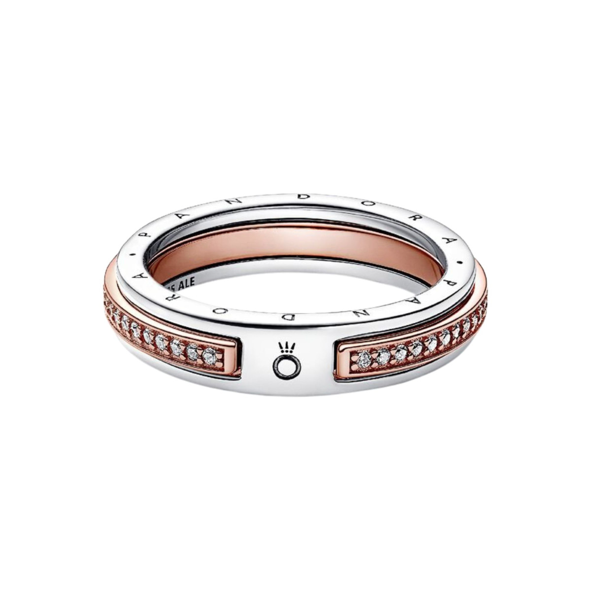 Anillo Pandora Signature Logo y Pavé en Dos Tonos 182773C01-58