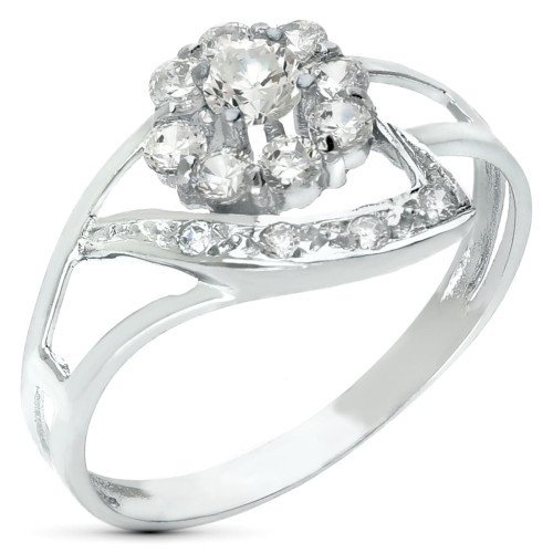 18K SORTIJA ORO BLANCO CUAJO CON CIRCONITAS. ANCHO: 11 MM