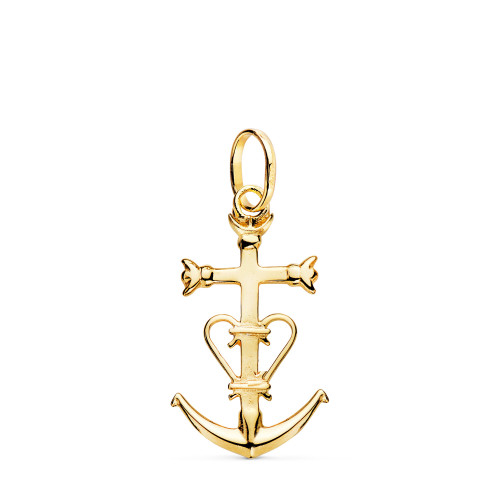 9K COLGANTE CRUZ DE LA CAMARGA ORO AMARILLO. 23 X 13 MM