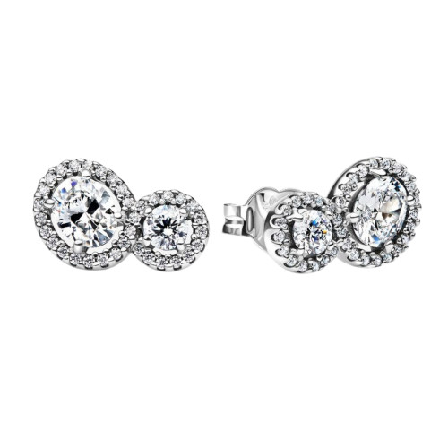 Pendientes Pandora de Botón Halo y Abrazo 293774C01