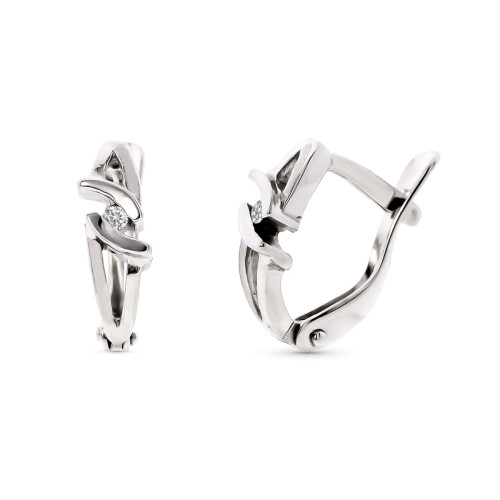 18K PENDIENTES NIÑA ORO BLANCO CON DIAMANTES NATURALES. CIERRE CATALAN