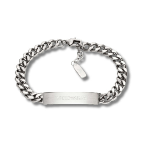 Emporio Armani Pulsera de Acero Inoxidable Estilo ID Plata EGS3304040