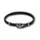 Emporio Armani Pulsera de Cuero y Acero Inoxidable Estilo ID Negra y Metálica EGS3322060