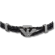 Emporio Armani Pulsera de Cuero y Acero Inoxidable Estilo ID Negra y Metálica EGS3322060