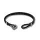 Emporio Armani Pulsera de Cuero y Acero Inoxidable Estilo ID Negra y Metálica EGS3322060