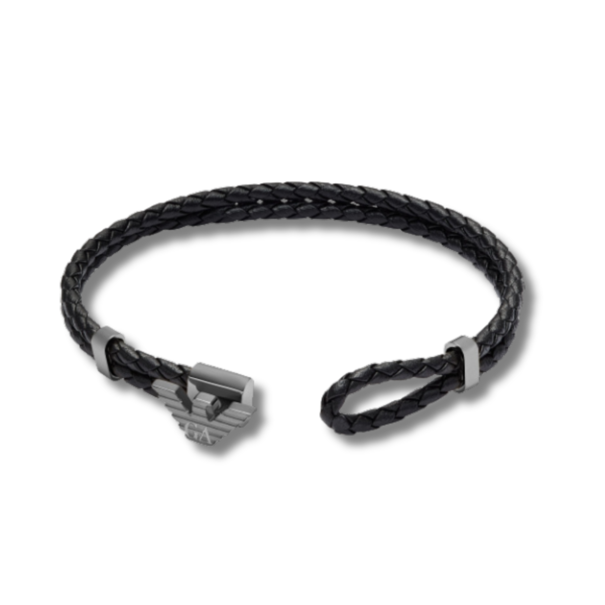 Emporio Armani Pulsera de Cuero y Acero Inoxidable Estilo ID Negra y Metálica EGS3322060