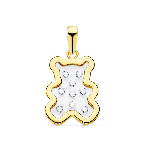 18K COLGANTE ORO AMARILLO OSO AIRSHINE TRANSPARENTE CON CIRCONITA 14X11 MM