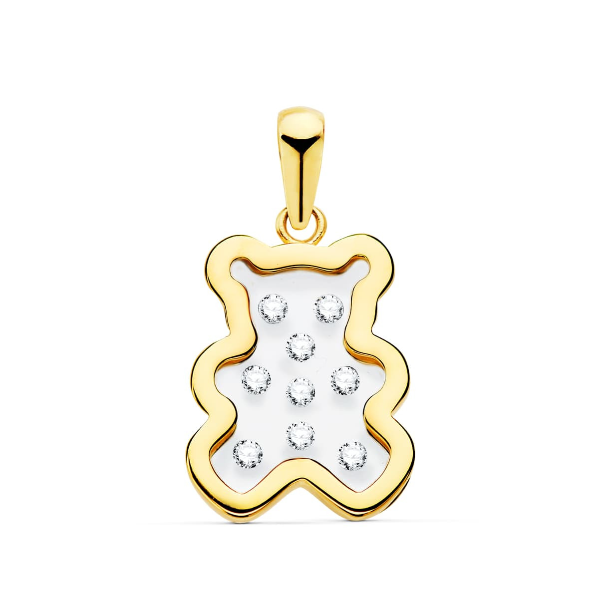 18K COLGANTE ORO AMARILLO OSO AIRSHINE TRANSPARENTE CON CIRCONITA 14X11 MM