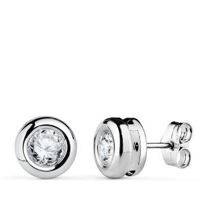 18K PENDIENTES ORO BLANCO DIAMANTES LABORATORIO 5 MM 0,650 QTS VS2-G. MEDIDA: 8X8 MM.CIERRE PRESION