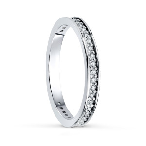 18K MEDIA  ALIANZA O ANILLO ORO BLANCO CON CIRCONITA CLAVADA  ANCHO: 2,5MM