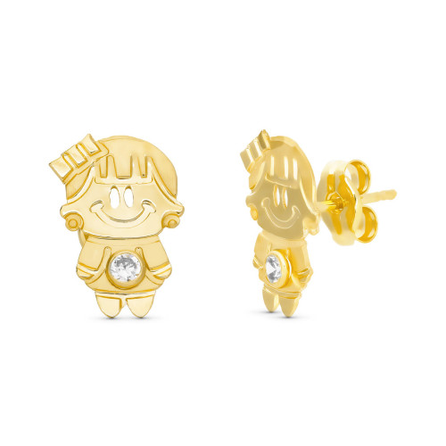 18K PENDIENTES ORO AMARILLO NENA 11X7 MM CON CIRCONITA CIERRE PRESION