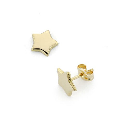 18K PENDIENTES ORO AMARILLO ESTRELLA 8 MM CIERRE PRESION