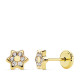 18K PENDIENTES ORO AMARILLO ESTRELLA 5 MM CIRCONITA CIERRE TUERCA