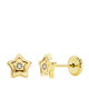18K PENDIENTES ORO AMARILLO ESTRELLA CIRCONITA 6X6 MM CIERRE TUERCA