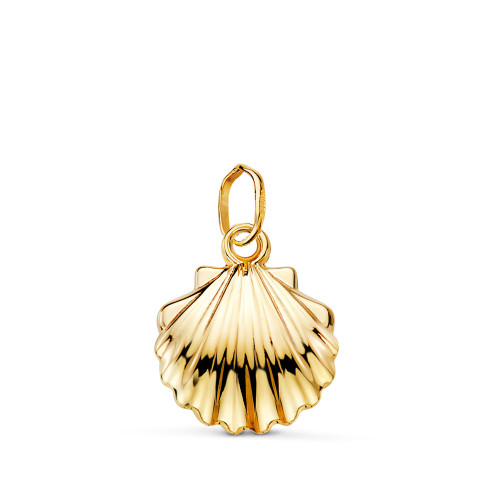 18K COLGANTE ORO AMARILLO CONCHA DE SANTIAGO EN BRILLO. MEDIDA: 16,5 X 14 MM