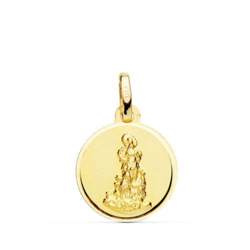 18K MEDALLA ORO AMARILLO VIRGEN NTRASRA DEL SALIENTE BISEL 16 MM