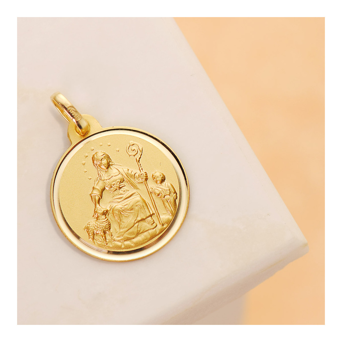 18K MEDALLA ORO AMARILLO DIVINA PASTORA 18 MM TALLA BISEL