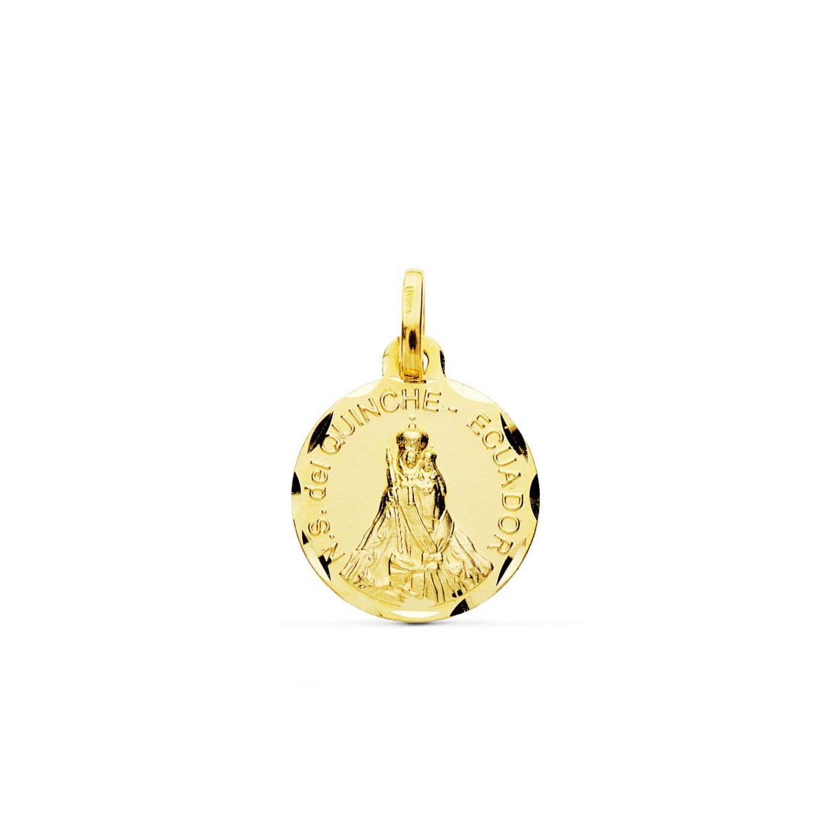 18K MEDALLA ORO AMARILLO NUESTRA SEÑORA DEL QUINCHE 16 MM