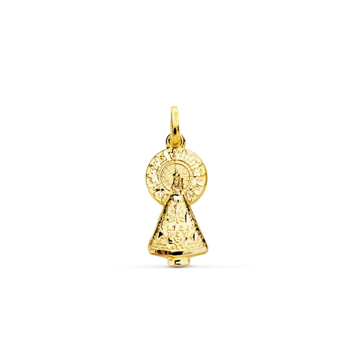 18K MEDALLA ORO AMARILLO VIRGEN DEL PILAR SILUETA 25X11 MM