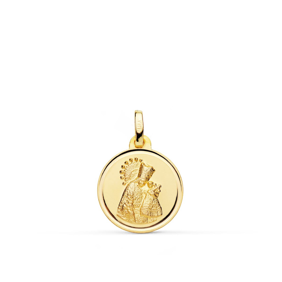 18K MEDALLA ORO AMARILLO VIRGEN DE LOS DESAMPARADOS BISEL 16 MM