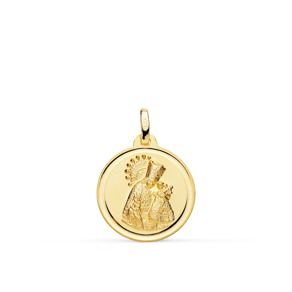 18K MEDALLA ORO AMARILLO VIRGEN DE LOS DESAMPARADOS BISEL 18 MM