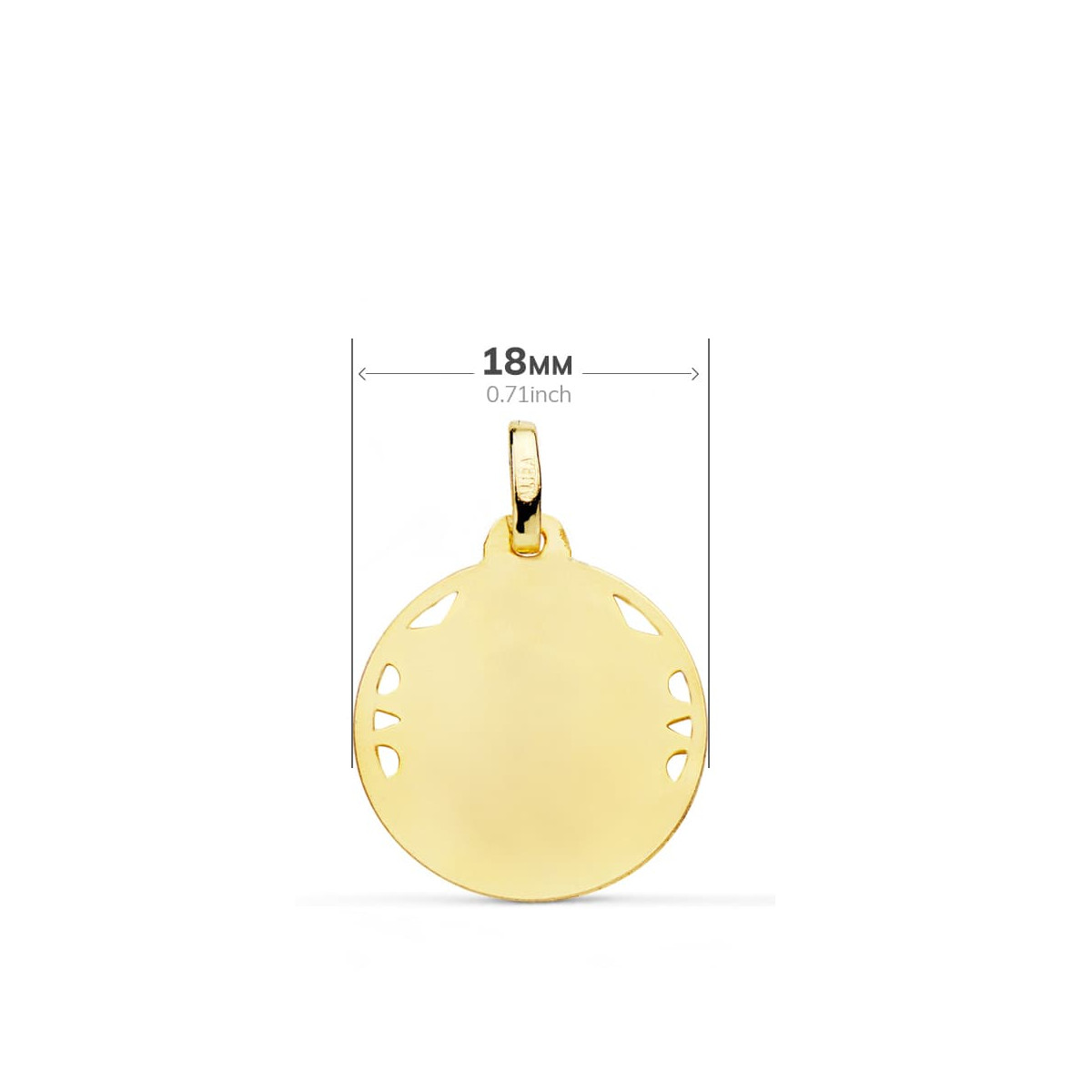 18K MEDALLA ORO AMARILLO VIRGEN DEL CARMEN CALADA HELICE 18 MM