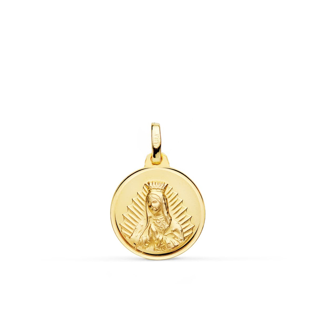 18K MEDALLA ORO AMARILLO VIRGEN GUADALUPE BISEL 16 MM