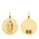 18K MEDALLA ORO AMARILLO VIRGEN DE GUADALUPE CON BANDERA EN BISEL 20 MM 18K MEDALLA ORO AMARILLO VIRGEN DE GUADALUPE CON BANDERA EN BISEL 20 MM