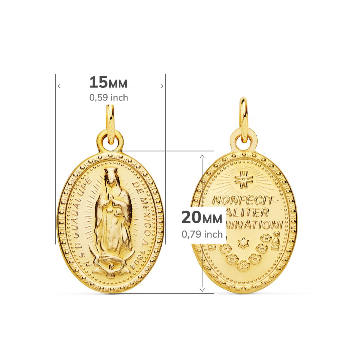 18K ESCAPULARIO ORO AMARILLO VIRGEN DE GUADALUPE 23X15 MM