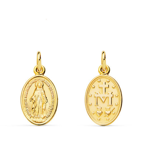 18K MEDALLA ORO AMARILLO VIRGEN MILAGROSA  OVAL 14 X 10 MM