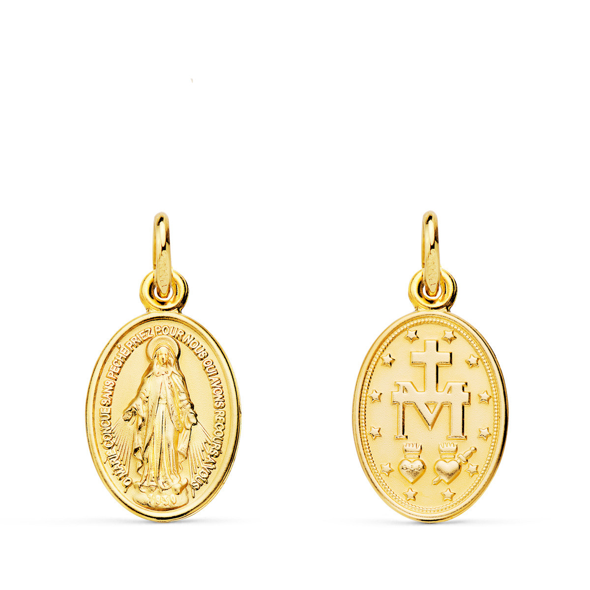 18K MEDALLA ORO AMARILLO VIRGEN MILAGROSA  OVAL 14 X 10 MM