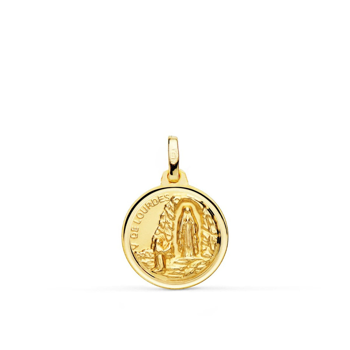 18K MEDALLA ORO AMARILLO VIRGEN DE LOURDES 16 MM