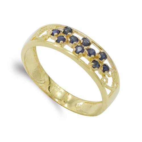 18K SORTIJA ORO AMARILLO CALADA CON CIRCONITAS. ANCHO: 6 MM