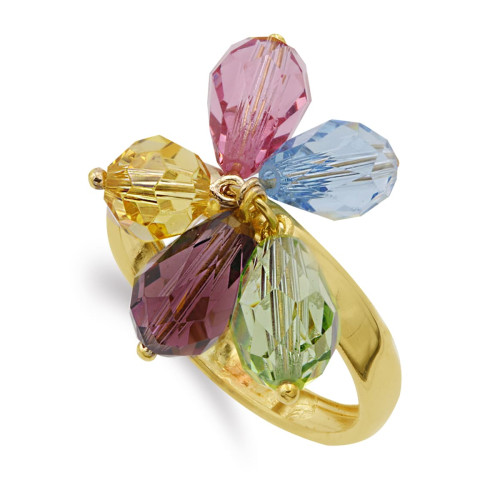 18K SORTIJA ORO AMARILLO CINCO PIEDRAS DE COLORRES. ANCHO CUERPO 3 MM