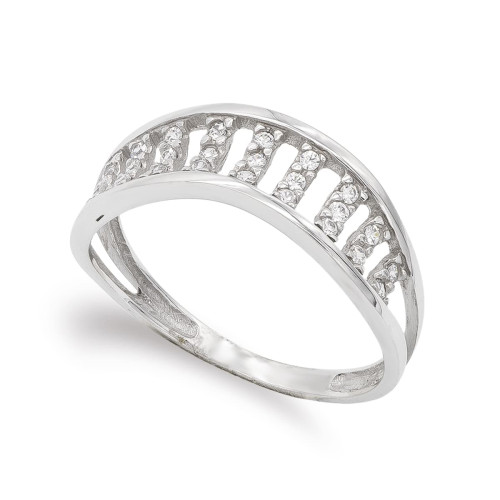 18K SORTIJA ORO BLANCO CON CIRCONITAS. ANCHO: 6,5 MM