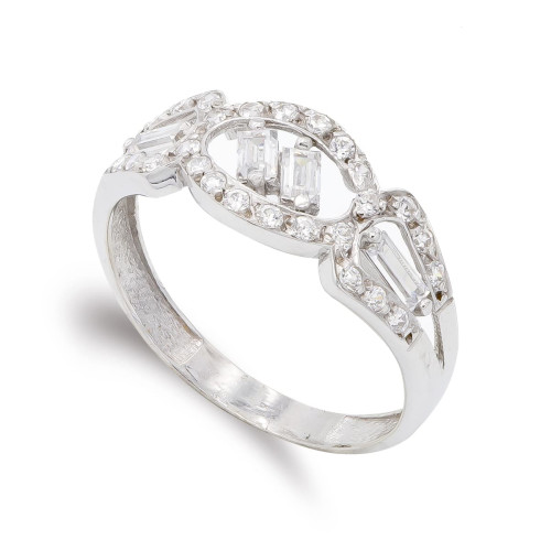 18K SORTIJA ORO BLANCO CON CIRCONITAS. ANCHO: 8 MM