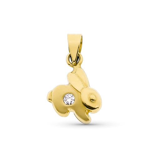 18K COLGANTE ORO AMARILLO CONEJO CON CIRCONITA