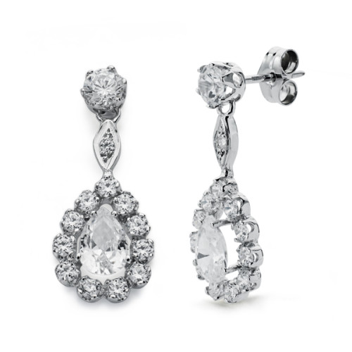 18K PENDIENTES LARGOS ORO BLANCO PRESION