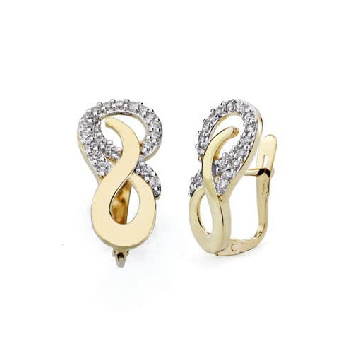 18K PENDIENTES ORO BICOLOR CIRCONITA 17X9 MM CIERRE CATALAN