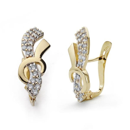 18K PENDIENTES ORO BICOLOR CIRCONITA 18X7 MM CIERRE CATALAN