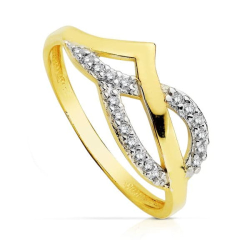 18K SORTIJA ORO BICOLOR CIRCONITA  ANCHO: 8 MM