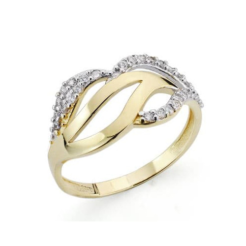 18K SORTIJA ORO BICOLOR CON CIRCONITAS. ANCHO: 10 MM