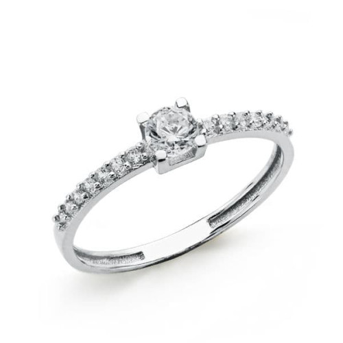 18K SOLITARIO ORO BLANCO CIRCONITA 4 MM