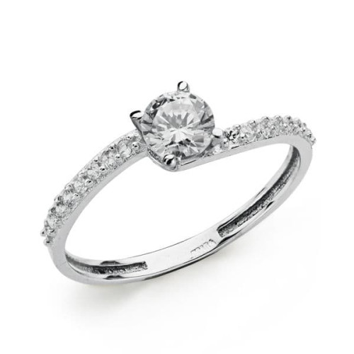18K SOLITARIO ORO BLANCO CIRCONITA 5 MM