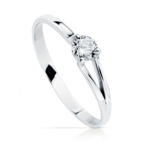 18K SOLITARIO ORO BLANCO CON CIRCONITA DE 4 MM