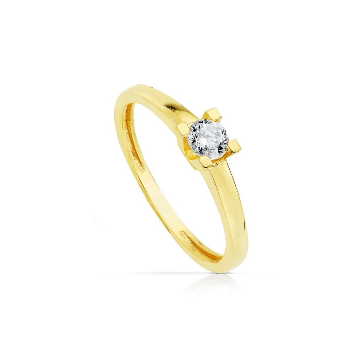 18K SOLITARIO ORO AMARILLO 4 GARRAS CON CIRCONITA DE 4 MM